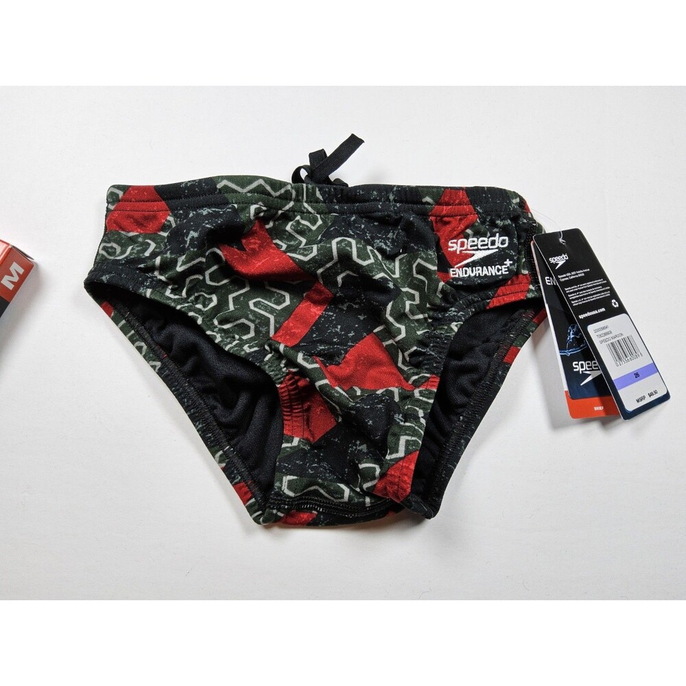 Speedo Endurance+ Competitive Ruse Blocks Swim Brief Swimsuit Size 26